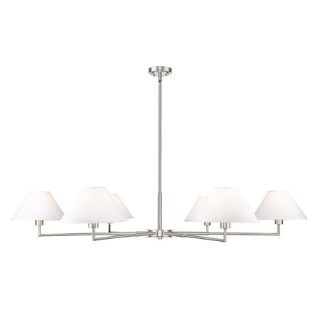 Z-Lite Leila Chandelier, 6-Light, 63 In.W x 10.75 In.H, Brushed Nickel/White Linen 744-63R-BN